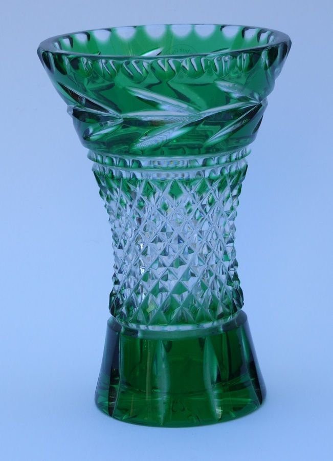 Galway Irish Lead Crystal Green Glass Vase eBay