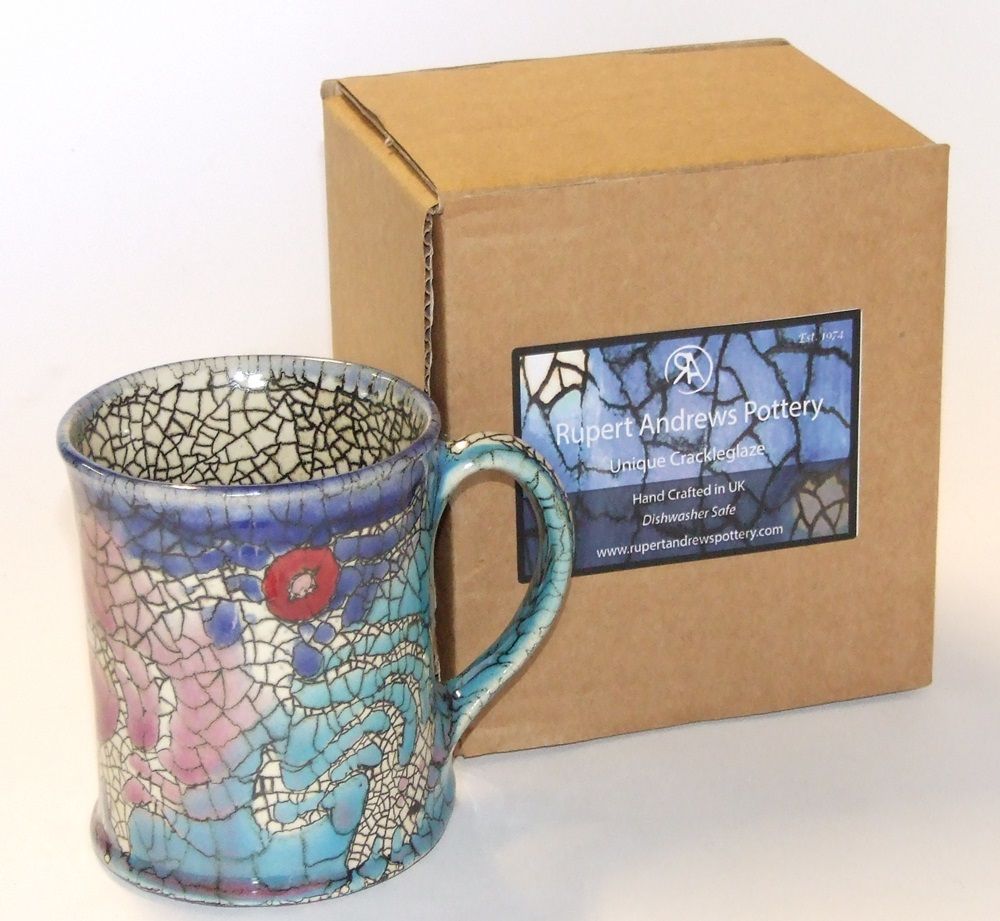 Rupert Andrews Pottery Glastonbury Crackleglaze Studio Pottery Mug with
