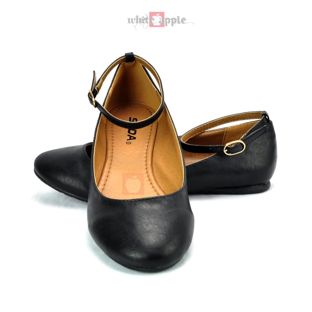 Women Round Toe Ballet Flat Casual Ankle Strap Shoe Soda ...