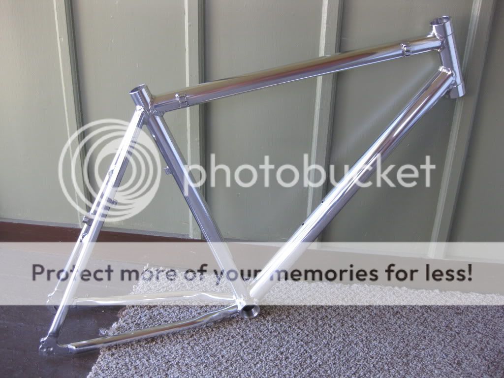 polished aluminium bike frame